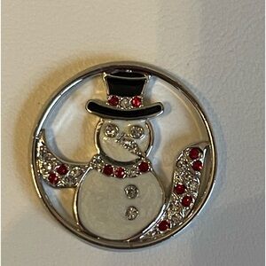 Origami Owl Large Window Plate Festive Snowman w/Red & clear Crystal